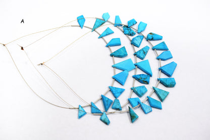 11 Pieces Howlite Turquoise Cut Tablets Geometrical Shape Briolettes , Sold By Strand , 8x14 - 14x18 mm , 17387