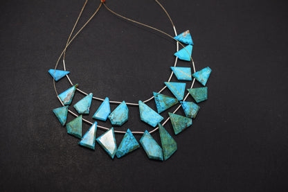 11 Pieces Howlite Turquoise Cut Tablets Geometrical Shape Briolettes , Sold By Strand , 8x11 - 12x22 mm , 17387A
