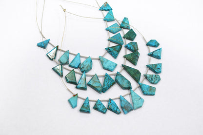 11 Pieces Howlite Turquoise Cut Tablets Geometrical Shape Briolettes , Sold By Strand , 8x11 - 12x22 mm , 17387A