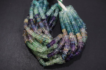 Multi Fluorite Tyre Shape Smooth Beads , Sold By Strand , 6.00 mm , 16 Inches ,  17539