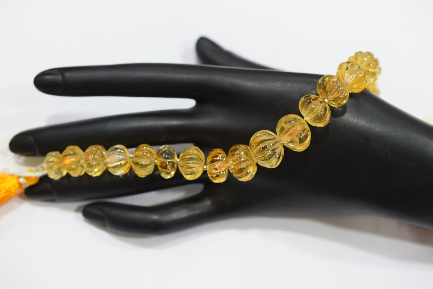 Natural Citrine Carved Melon Shape Beads , Sold By Strand , 11 to 14.50 mm , 7 Inches ,  17544