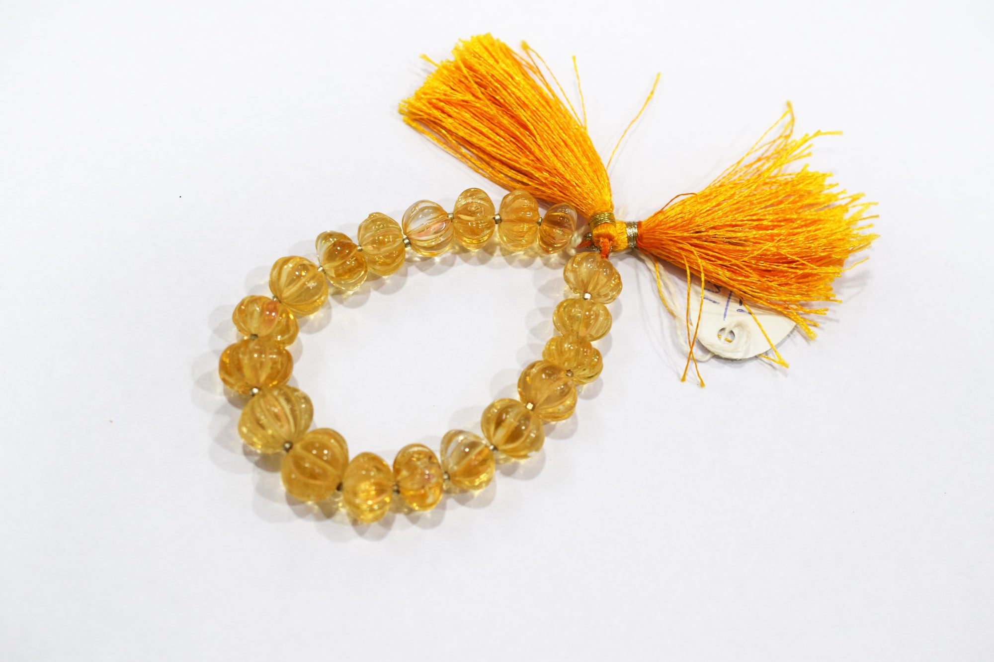 Natural Citrine Carved Melon Shape Beads , Sold By Strand , 11 to 14.50 mm , 7 Inches ,  17544