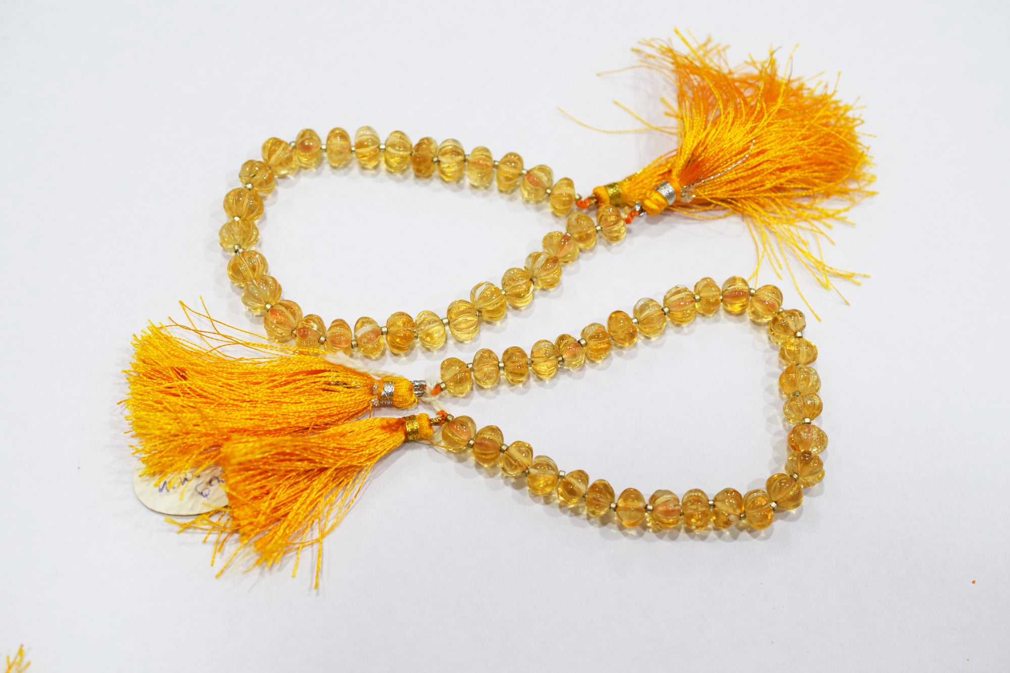 Natural Citrine Carved Melon Shape Beads , Sold By Strand ,  8 to 10 mm , 8 Inches ,  17547
