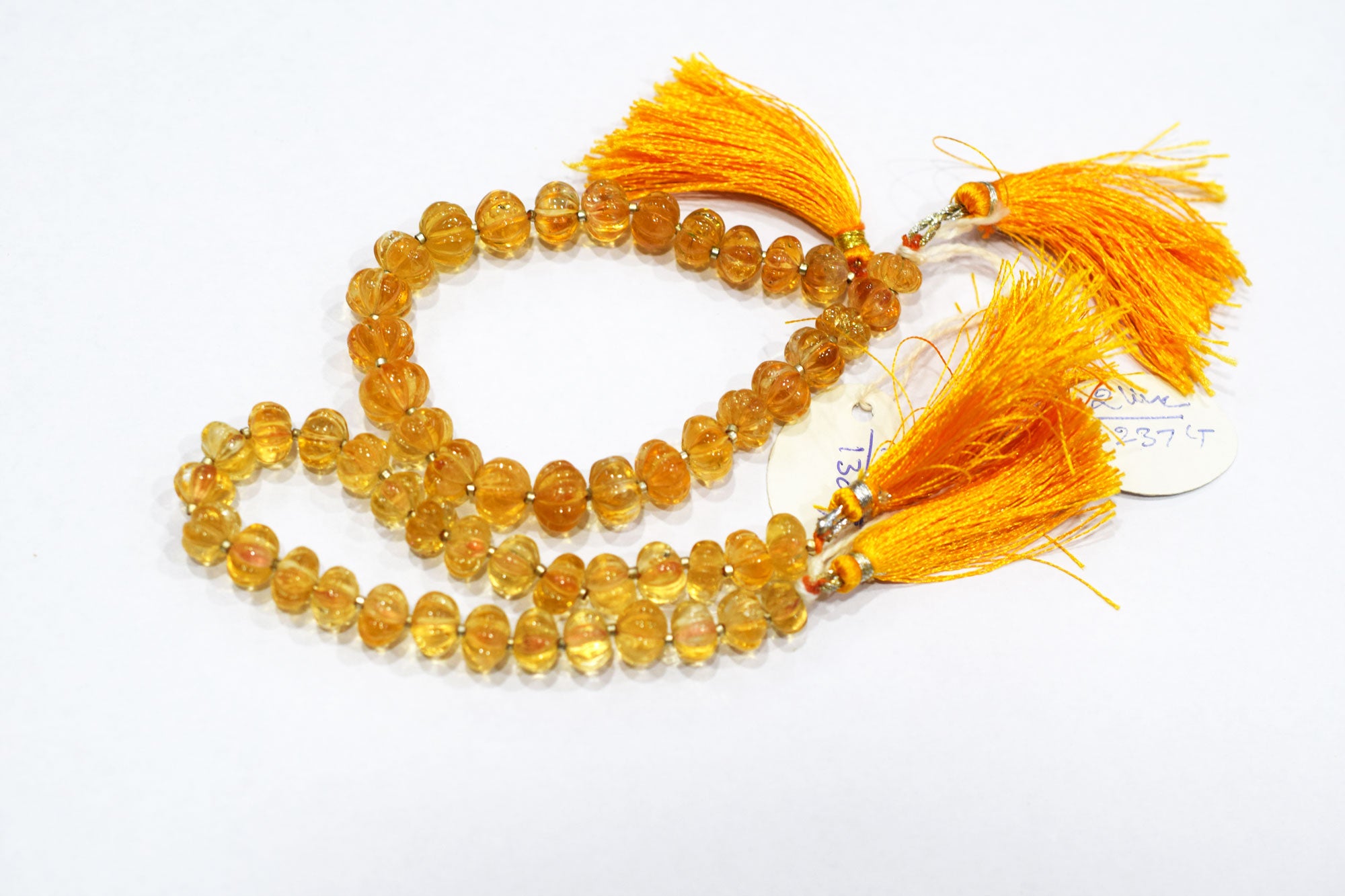 Natural Citrine Carved Melon Shape Beads , Sold By Strand , 9 to 10 mm , 8 Inches ,  17548