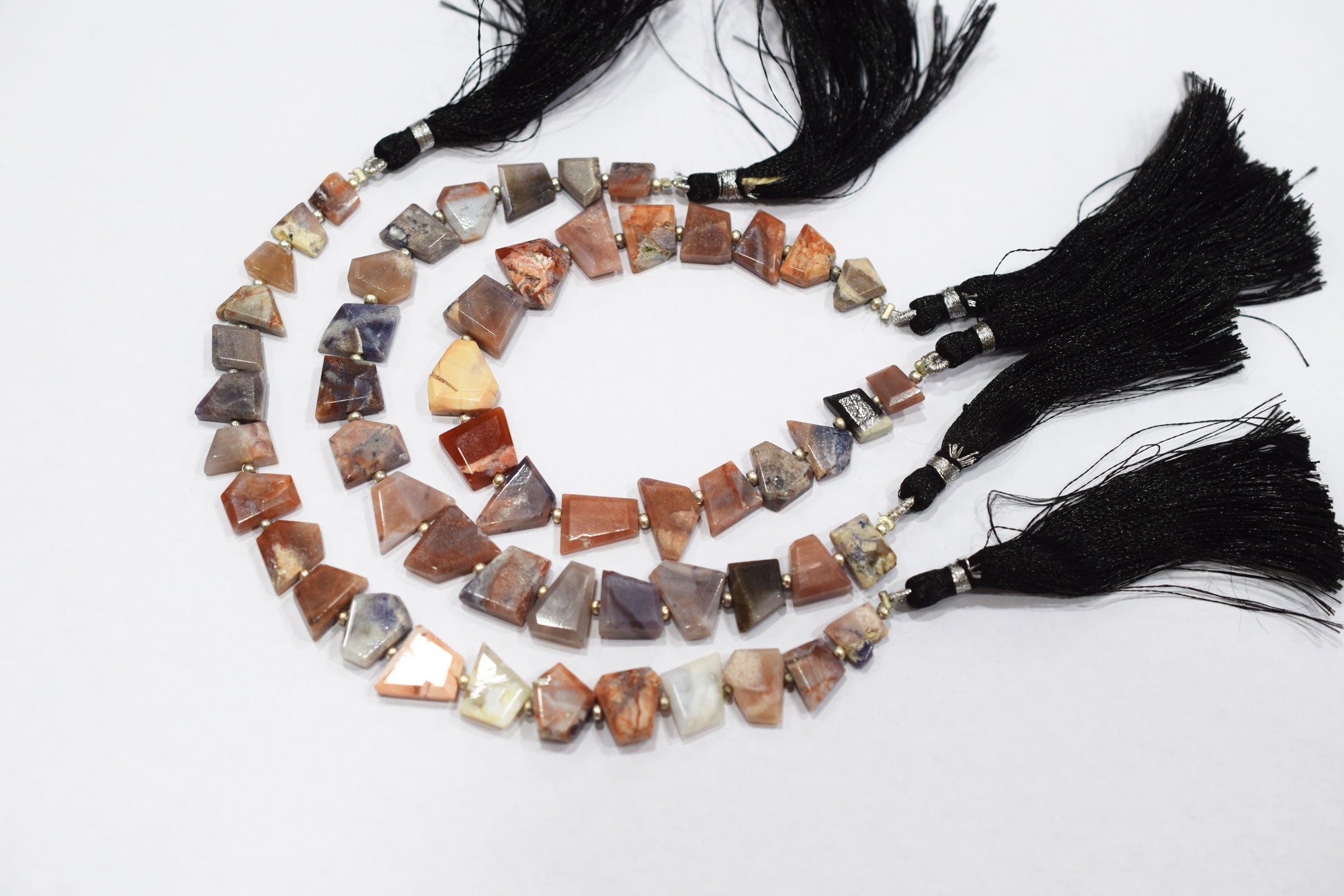 Mexican Opal Geometrical Cut Flat Nuggets Beads , Sold By Strand , 6x9 - 10x12 mm , 7", 17556