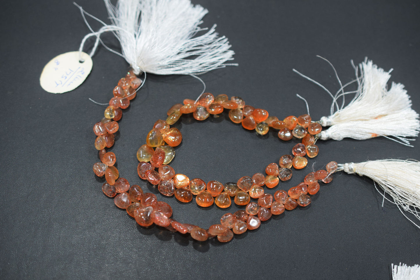 Sunstone Smooth Heart Shape Smooth Briolettes , Sold By Strand , 6x6 - 11x11 mm , 8", 17562