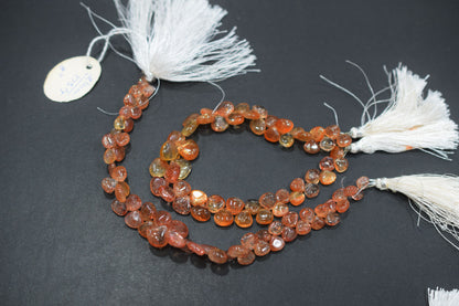 Sunstone Smooth Heart Shape Smooth Briolettes , Sold By Strand , 6x6 - 11x11 mm , 8", 17562