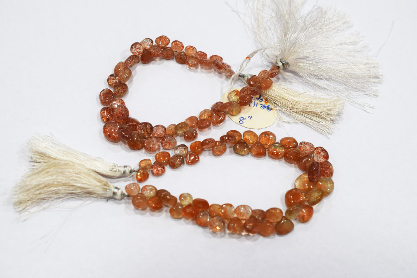 Sunstone Smooth Heart Shape Smooth Briolettes , Sold By Strand , 6x6 - 11x11 mm , 8", 17562
