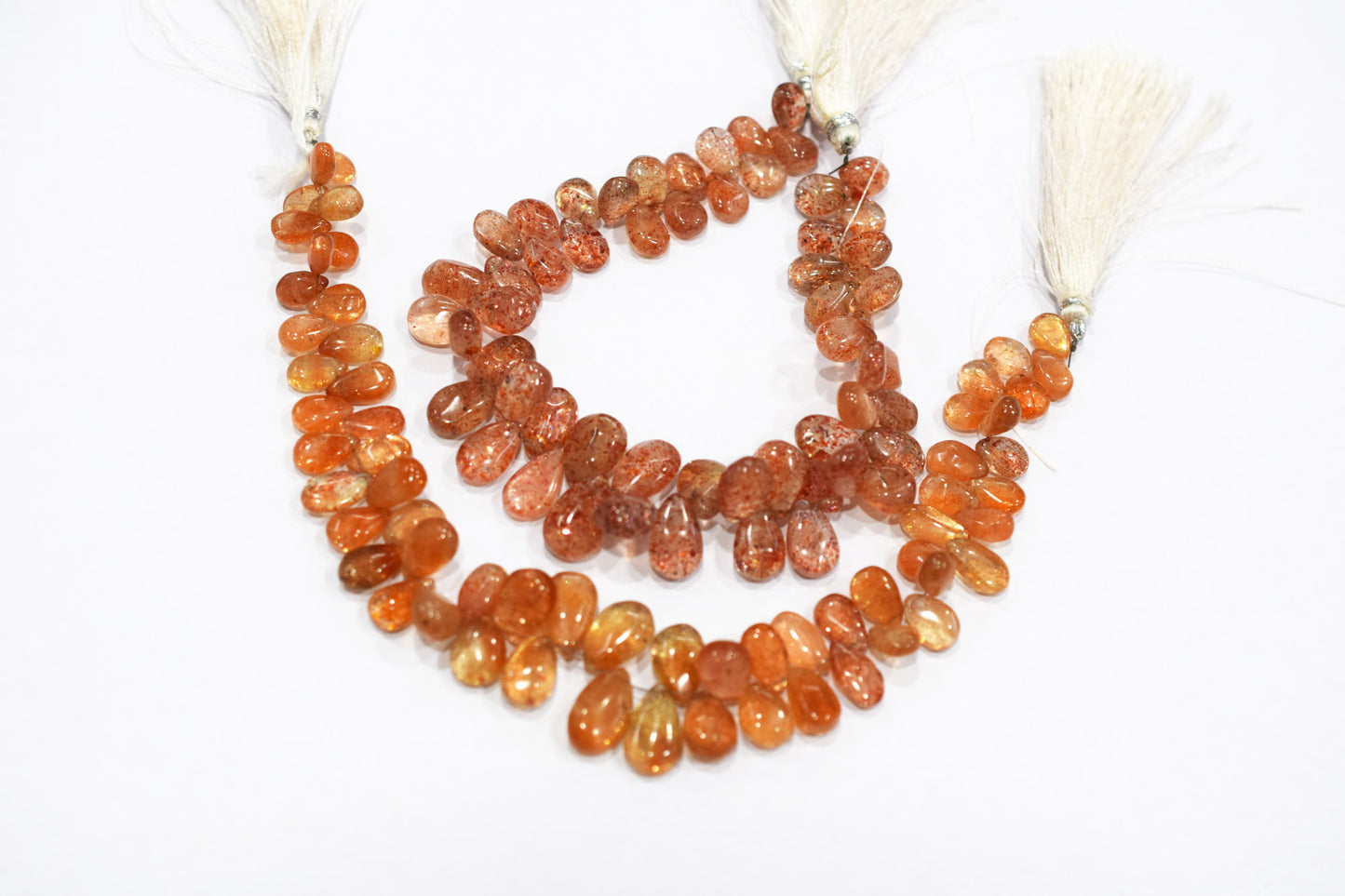 Sunstone Smooth Pear Shape Smooth Briolettes , Sold By Strand , 6x8 - 9x14 mm , 8" , 17565