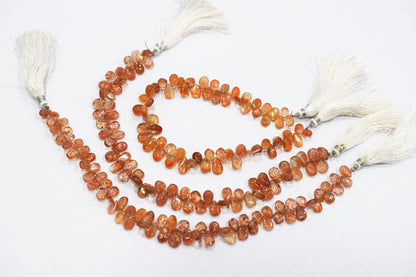 Sunstone Smooth Pear Shape Smooth Briolettes , Sold By Strand , 5x7 - 6.50x10 mm , 8",  17566