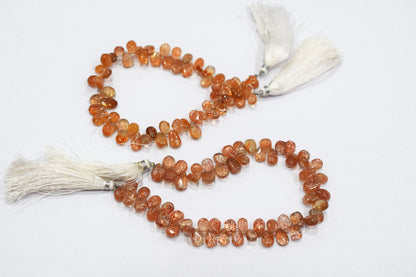 Sunstone Smooth Pear Shape Smooth Briolettes , Sold By Strand , 5x7 - 6.50x10 mm , 8",  17566