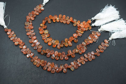 Sunstone Smooth Pear Shape Smooth Briolettes , Sold By Strand , 5x7 - 6.50x10 mm , 8",  17566