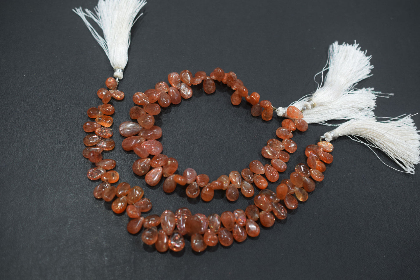 Sunstone Smooth Pear Shape Smooth Briolettes , Sold By Strand , 5x7 - 8x12 mm , 8" ,  17567