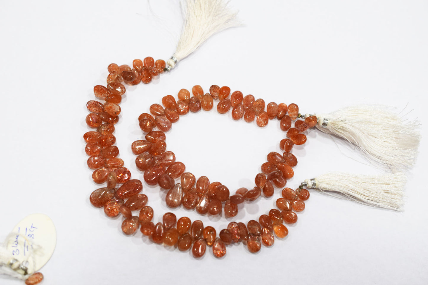 Sunstone Smooth Pear Shape Smooth Briolettes , Sold By Strand , 5x7 - 8x12 mm , 8" ,  17567