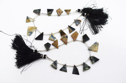 11 Pieces Natural Pietersite Crown Cut Tablets Geometrical Shape Briolettes , Sold By Strand , 12x15 - 14x22 mm , 17839