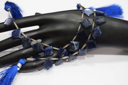 11 Pieces Natural Sodalite Crown Cut Tablets Geometrical Shape Briolettes , Sold By Strand , 10x14 - 12x17 mm , 17845