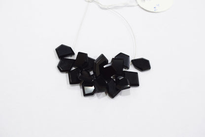 Black Onyx Crown Cut Tablets Geometrical Shape Briolettes , Sold By Strand , 10x12 - 13x18 mm , 7 Inches , 17846A