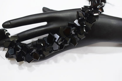 Black Onyx Crown Cut Tablets Geometrical Shape Briolettes , Sold By Strand , 10x12 - 13x18 mm , 7 Inches , 17846A