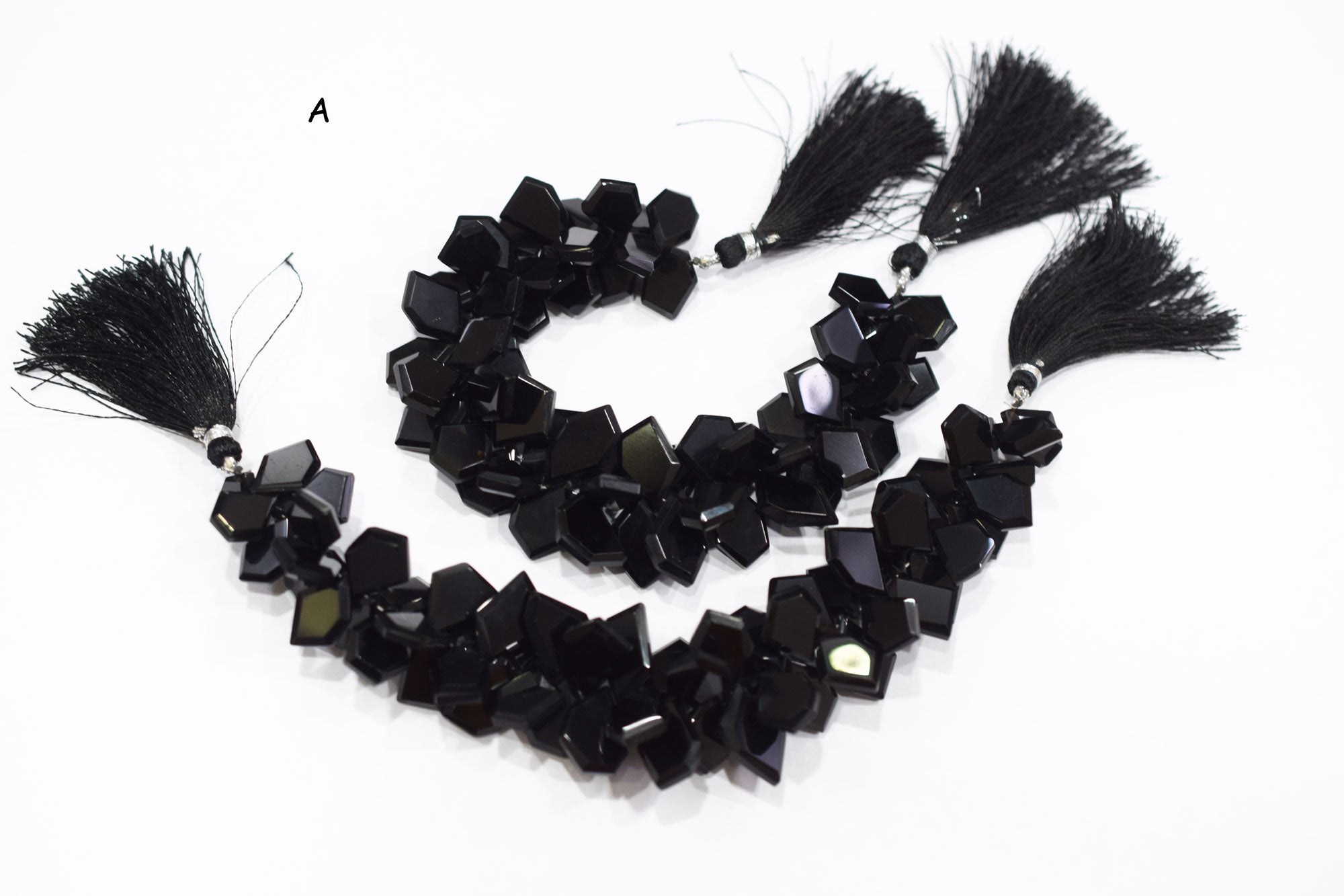 Black Onyx Crown Cut Tablets Geometrical Shape Briolettes , Sold By Strand , 10x12 - 13x18 mm , 7 Inches , 17846A