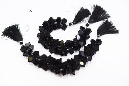 Black Onyx Crown Cut Tablets Geometrical Shape Briolettes , Sold By Strand , 10x12 - 13x18 mm , 7 Inches , 17846A