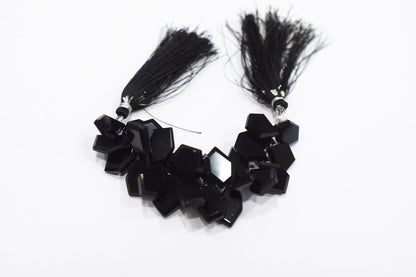 Black Onyx Crown Cut Tablets Geometrical Shape Briolettes , Sold By Strand , 10x12 - 13x18 mm , 7 Inches , 17846A