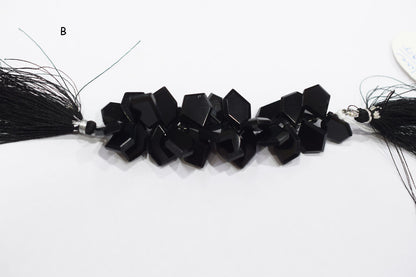 Black Onyx Crown Cut Tablets Geometrical Shape Briolettes , Sold By Strand , 10x12 - 13x18 mm , 7 Inches , 17846A