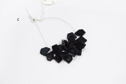 Black Onyx Crown Cut Tablets Geometrical Shape Briolettes , Sold By Strand , 10x12 - 13x18 mm , 7 Inches , 17846A