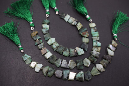Natural Sakota Emerald Tablet Cut Geometrical Cut Gemstone , Sold By Strand , 7x10 - 11x14 mm , 7 Inches , 17894