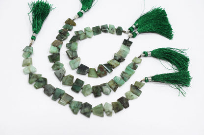 Natural Sakota Emerald Tablet Cut Geometrical Cut Gemstone , Sold By Strand , 7x10 - 11x14 mm , 7 Inches , 17894