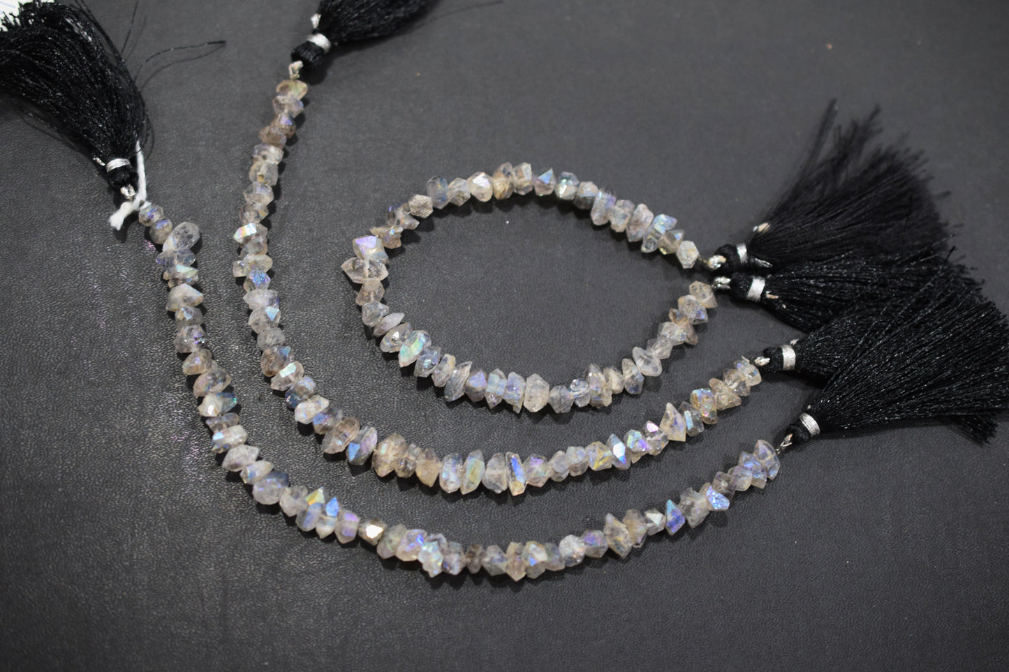 Rustic Metallic Coated Harkimar Faceted Nuggets Chips Beads , Sold By Strand , 5x7 - 6x10 mm , 7", 17898