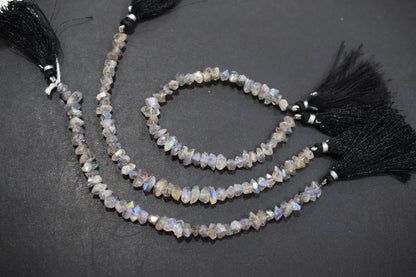 Rustic Metallic Coated Harkimar Faceted Nuggets Chips Beads , Sold By Strand , 5x7 - 6x10 mm , 7", 17898