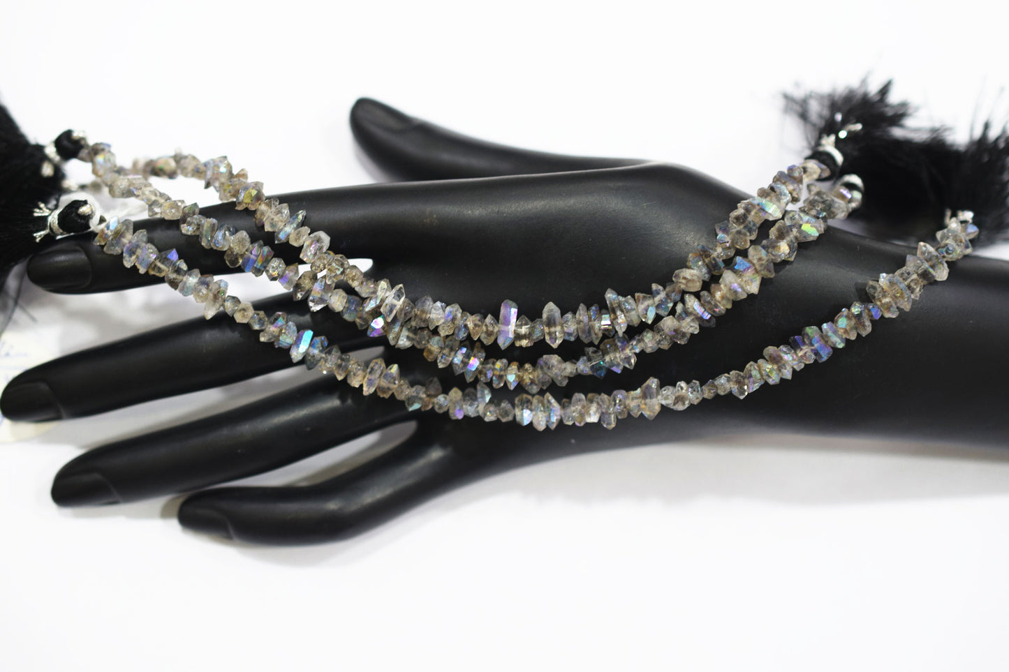 Rustic Metallic Coated Harkimar Faceted Nuggets Chips Beads , Sold By Strand ,3x5 - 4x8 mm , 7", 17899