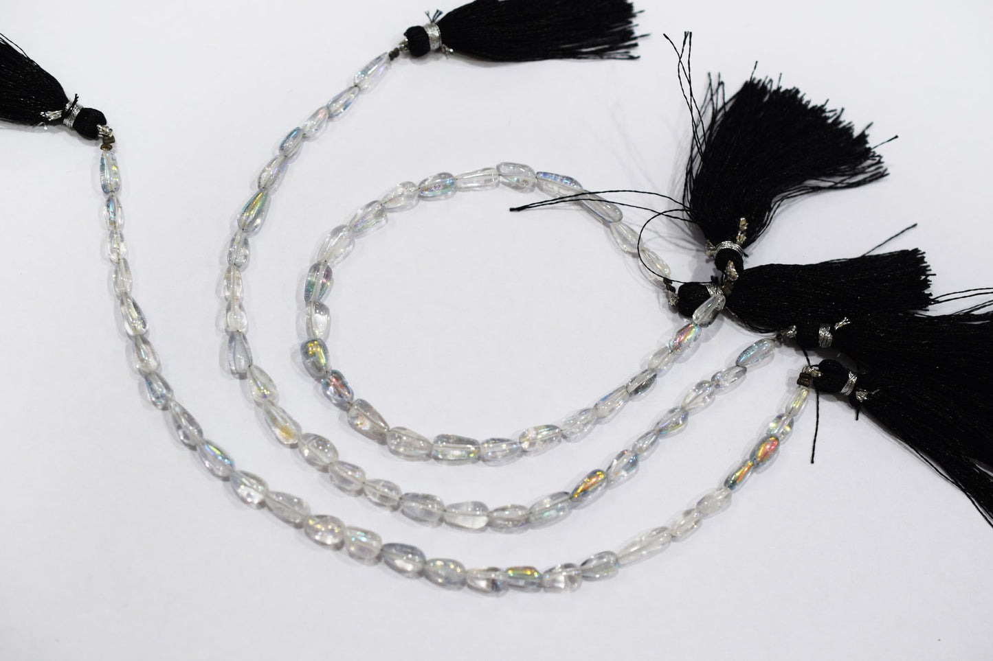 Rustic Metallic Coated Aqua ChalceRustic Metallic Coated Crystal Tear Drops Shape Smooth Gemstone , Sold By Strand , 4x7 - 5x9 mm , 8 Inches , 17900