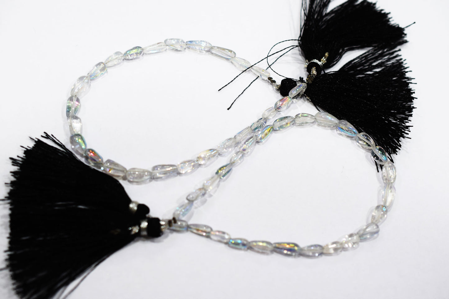 Rustic Metallic Coated Aqua ChalceRustic Metallic Coated Crystal Tear Drops Shape Smooth Gemstone , Sold By Strand , 4x7 - 5x9 mm , 8 Inches , 17900