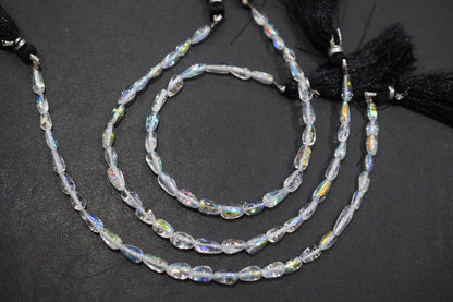 Rustic Metallic Coated Aqua ChalceRustic Metallic Coated Crystal Tear Drops Shape Smooth Gemstone , Sold By Strand , 4x7 - 5x9 mm , 8 Inches , 17900