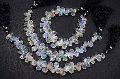 Rustic Metallic Coated Crystal Tear Drops Shape Faceted Briolettes , Sold By Strand , 5x10 - 8x13 mm , 7" , 17901