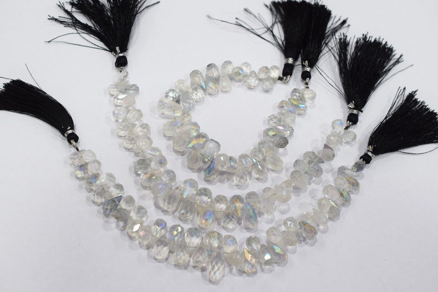 Rustic Metallic Coated Crystal Tear Drops Shape Faceted Briolettes , Sold By Strand , 5x10 - 8x13 mm , 7" , 17901