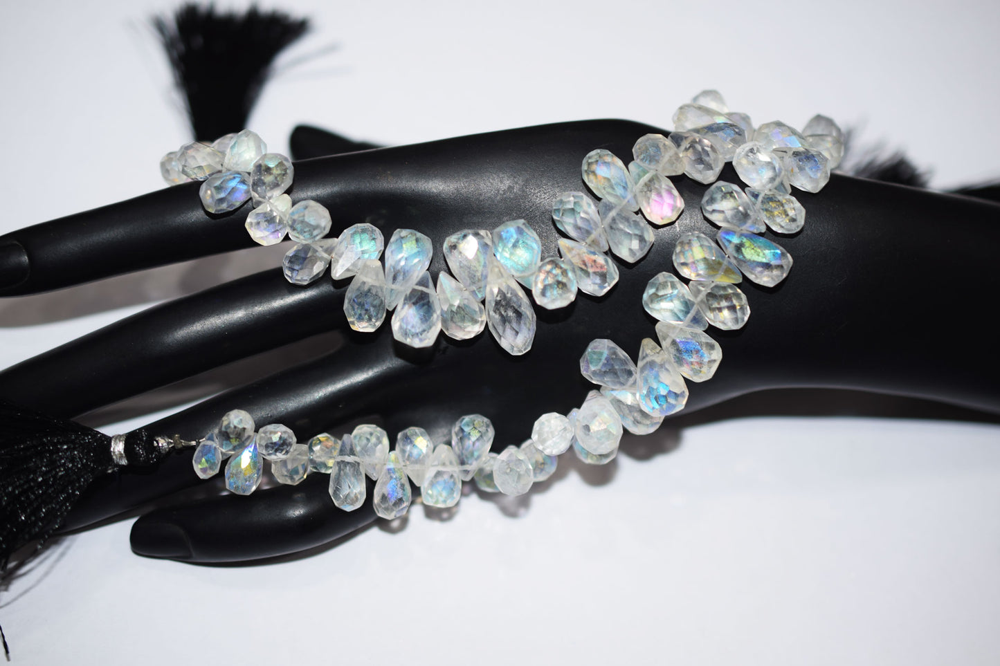 Rustic Metallic Coated Crystal Tear Drops Shape Faceted Briolettes , Sold By Strand , 5x10 - 8x13 mm , 7" , 17901