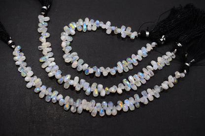 Rustic Metallic Coated Rainbow Moonstone Tear Drops Shape Faceted Briolettes , Sold By Strand , 4x7 - 4.50x8.50 mm , 7", 17902
