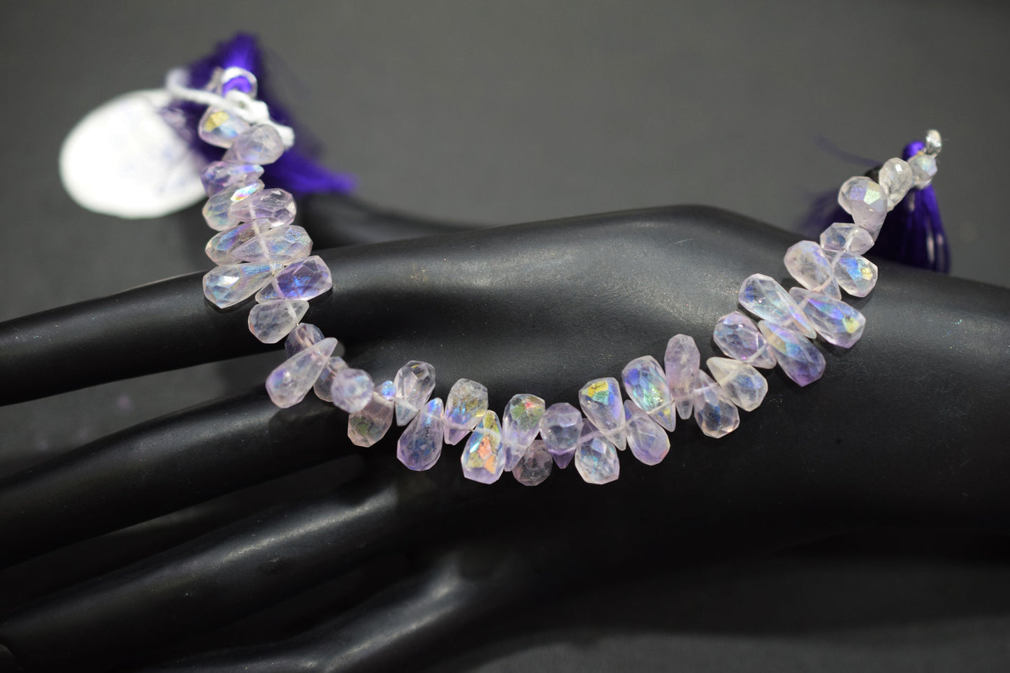 Rustic Metallic Coated Pink Amethyst Faceted Tear Drops Shape Briolettes , Sold By Strand , 4x6 - 6x12 mm , 7" , 17903B