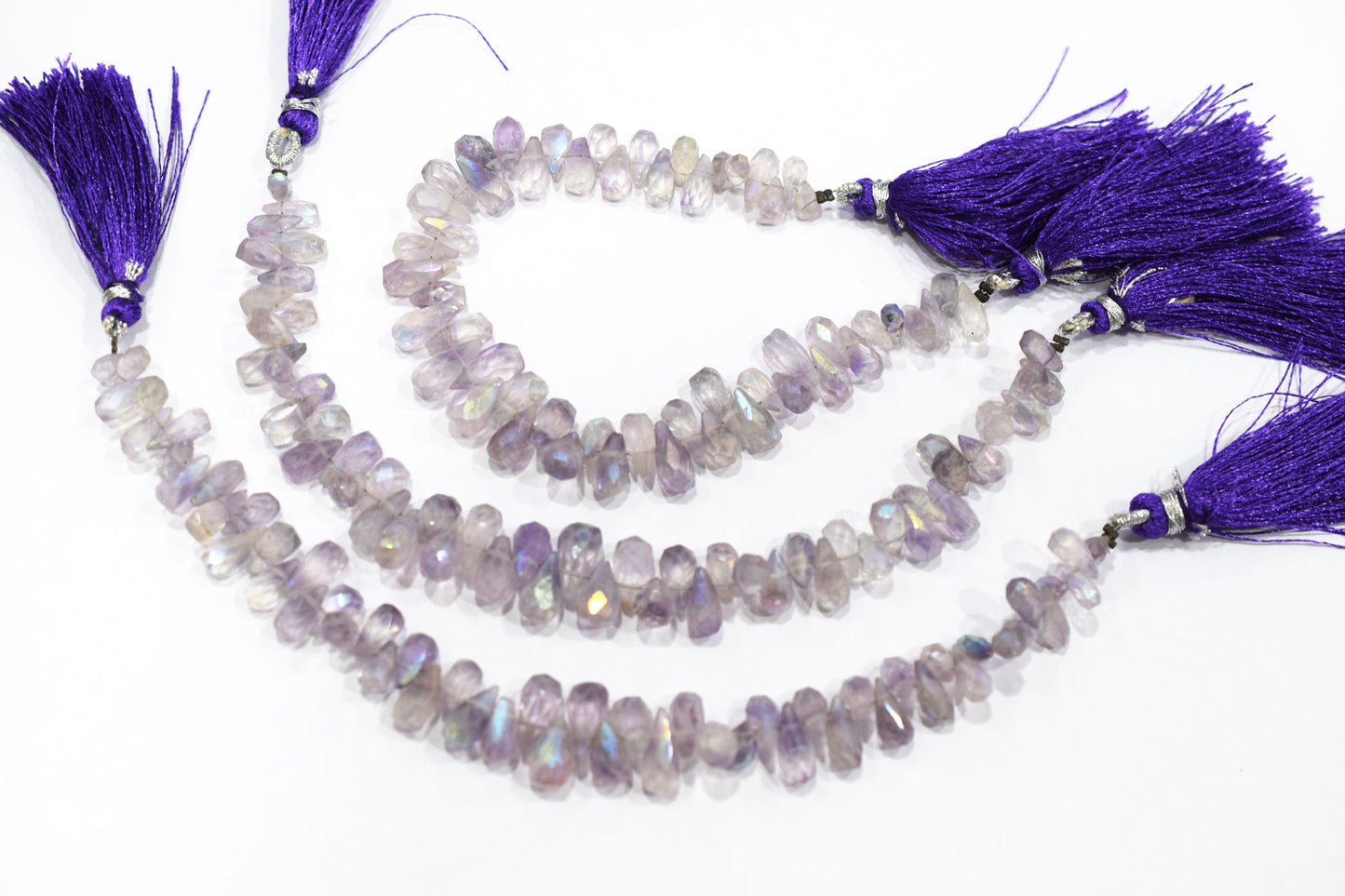 Rustic Metallic Coated Pink Amethyst Faceted Tear Drops Shape Briolettes , Sold By Strand , 4x6 - 6x12 mm , 7" , 17903B