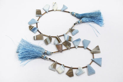 11 Pieces In A Strand Natural Boulder Opal Crown Cut Geometrical Cut Gemstone , Sold By Strand , 11x13 - 15x22 mm , 17944