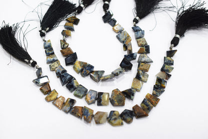 Natural Pietersite Crown Cut Nuggets Shape Geometrical Cut Gemstone , Sold By Strand , 6X10 - 10X16 mm , 7" , 17945