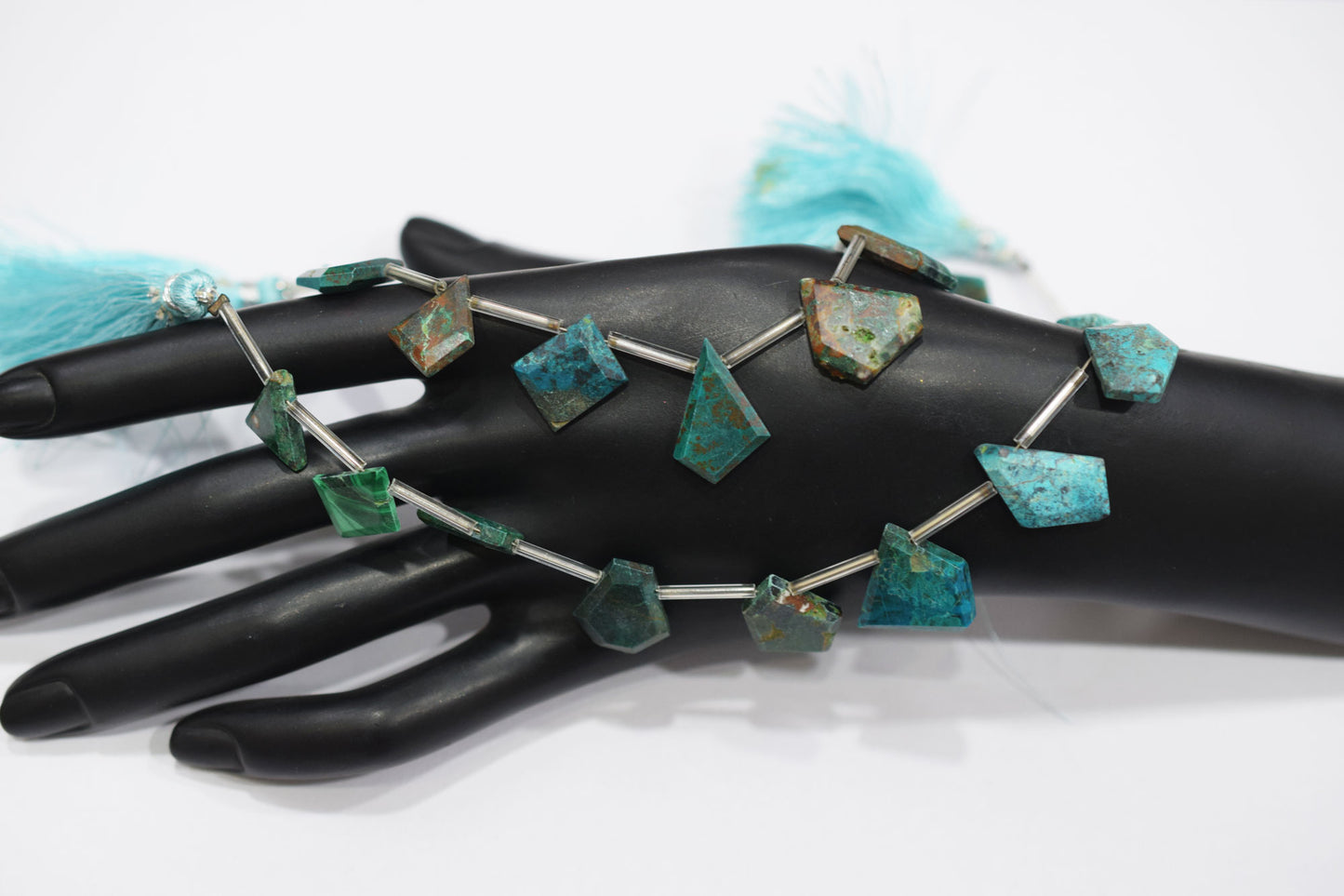 11 Pcs In A Strand Chrysocolla Crown Cut Tablets Beads , Sold By Strand , 12x14 - 13x17 mm ,  18146