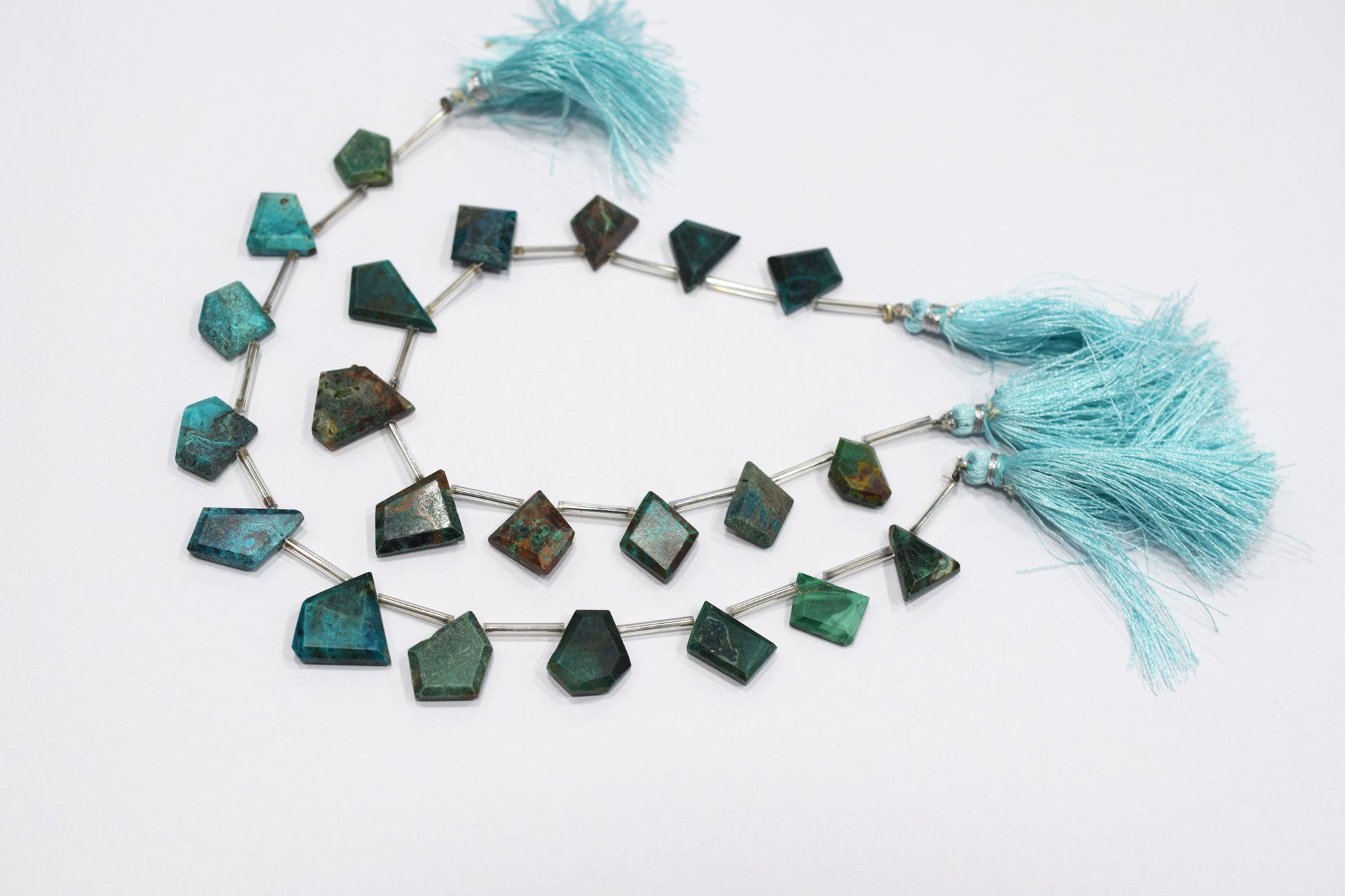 11 Pcs In A Strand Chrysocolla Crown Cut Tablets Beads , Sold By Strand , 12x14 - 13x17 mm ,  18146