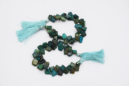 Natural Chrysocolla Crown Cut Tablets Briolettes , Sold By Strand , 7x10 - 11x13 mm , 7 Inches , 18147