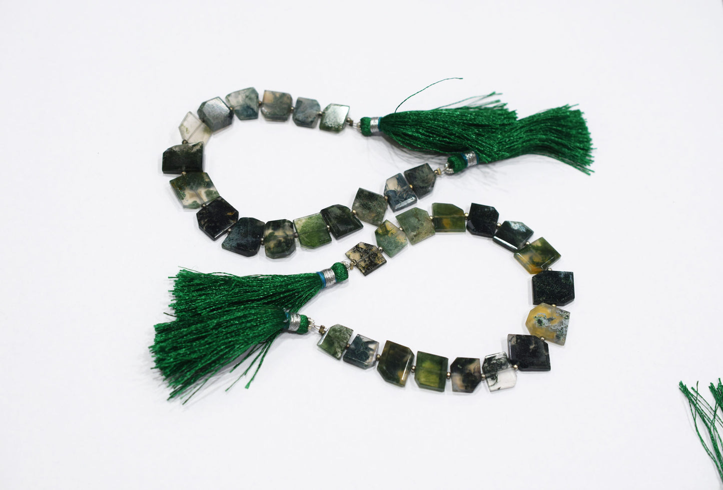 Green Ocean Fossil Jasper Crown Cut Tablets Gemstone , Sold By Strand , 7x10 - 12x16 mm , 7", 18155