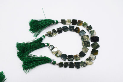 Green Ocean Fossil Jasper Crown Cut Tablets Gemstone , Sold By Strand , 7x10 - 12x15 mm , 7", 18156
