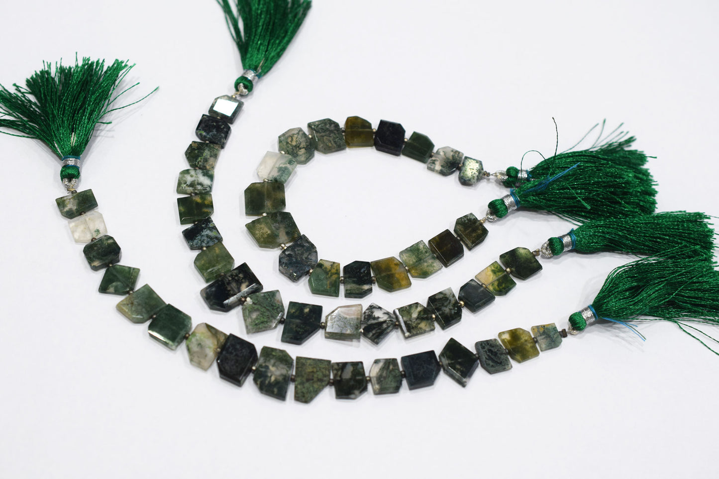 Green Ocean Fossil Jasper Crown Cut Tablets Gemstone , Sold By Strand , 7x10 - 12x17 mm , 7", 18157