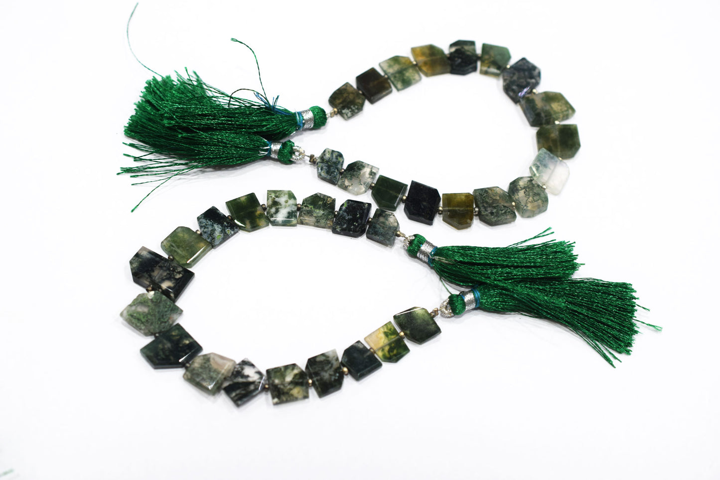 Green Ocean Fossil Jasper Crown Cut Tablets Gemstone , Sold By Strand , 7x10 - 12x17 mm , 7", 18157